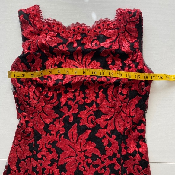 Tadashi Shoji Sleeveless Sequin Lace Sheath Pencil Midi Dress Size 2 / 4 - Picture 12 of 16